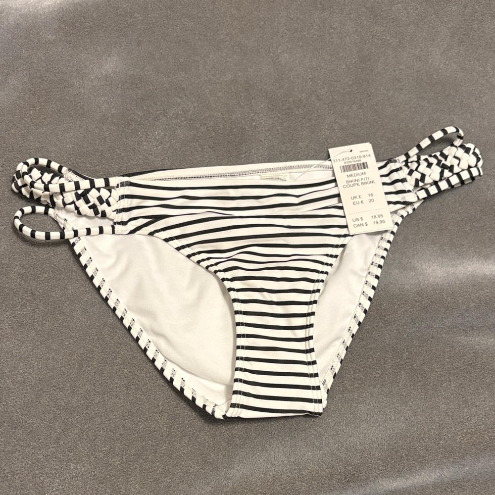 NWT Hollister Black and White Striped Bikini Bottom